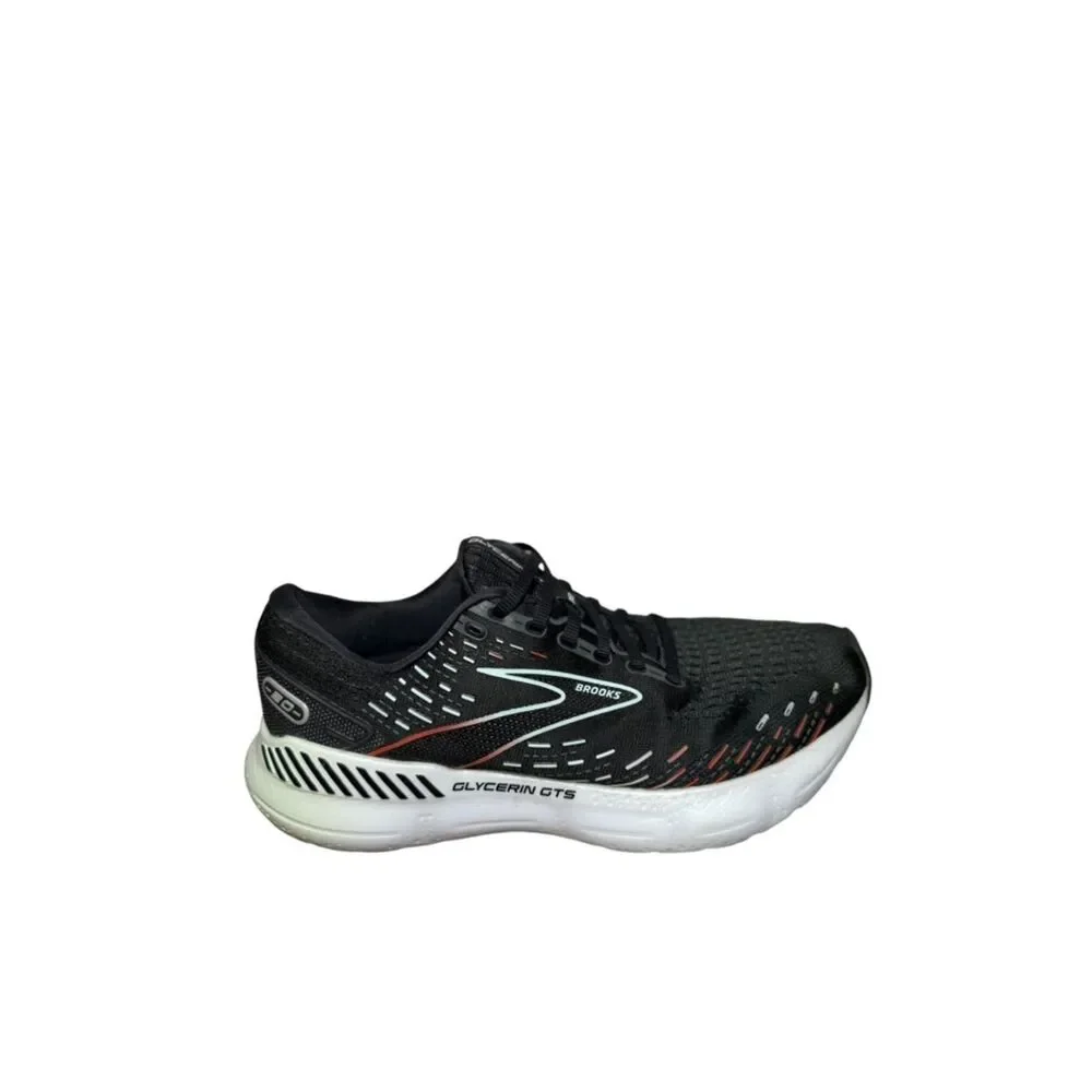 Women’s Brooks Black Running Shoe with White Midsole and Coral size 10.5